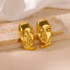 Stainless Steel Geometric Square Earrings With Horizontal And Vertical Stripes And Electroplating