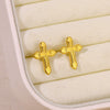 Stainless Steel Geometric Square Earrings With Horizontal And Vertical Stripes And Electroplating