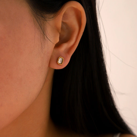 Stainless Steel Geometric Square Electroplated Women's Earrings
