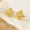 Stainless Steel Geometric Square Fashion Earrings For Women With Polish Finish
