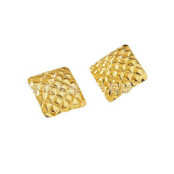 Stainless Steel Geometric Square Fashion Earrings For Women With Polish Finish