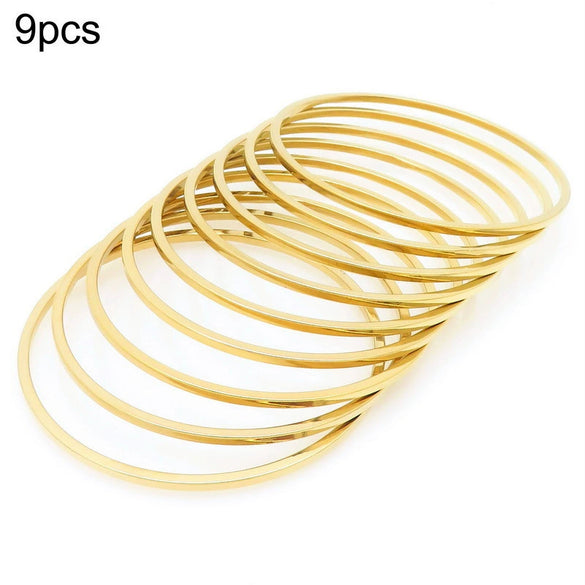 Stainless Steel Geometric Square Line Electroplated Ring And Stackable Bracelet