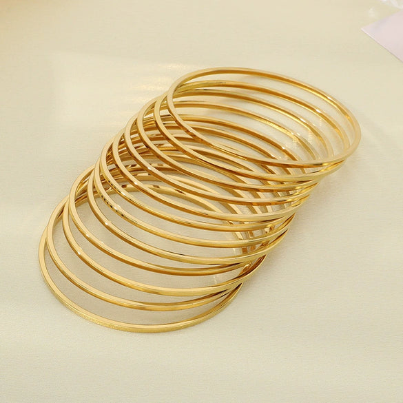 Stainless Steel Geometric Square Line Electroplated Ring And Stackable Bracelet