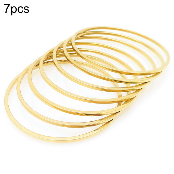 Stainless Steel Geometric Square Line Electroplated Ring And Stackable Bracelet