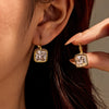 Stainless Steel Geometric Square Micropaved Zircon Pendant Earrings Electroplated