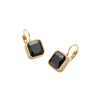 Stainless Steel Geometric Square Micropaved Zircon Pendant Earrings Electroplated