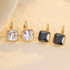 Stainless Steel Geometric Square Micropaved Zircon Pendant Earrings Electroplated