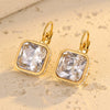 Stainless Steel Geometric Square Micropaved Zircon Pendant Earrings Electroplated