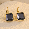 Stainless Steel Geometric Square Micropaved Zircon Pendant Earrings Electroplated