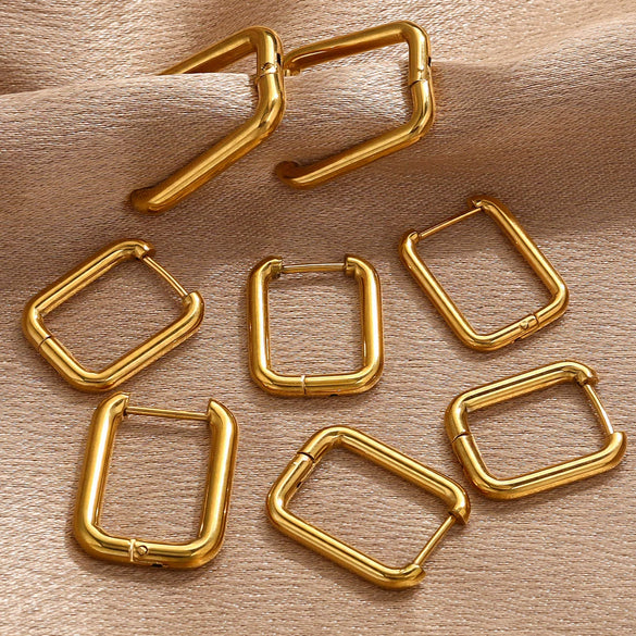 Stainless Steel Geometric Square Rectangular Earring Buckle Diy Jewelry Accessories Vacuum Plated Waterproof Simple Fashion