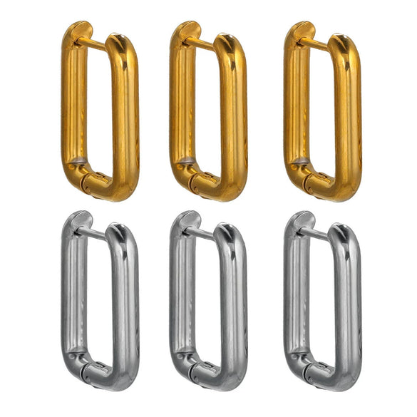 Stainless Steel Geometric Square Rectangular Earring Buckle Diy Jewelry Accessories Vacuum Plated Waterproof Simple Fashion
