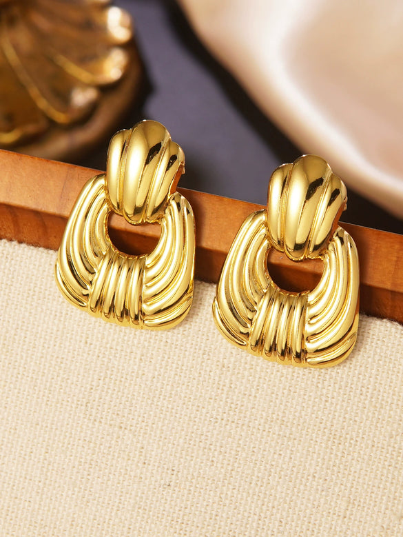Stainless Steel Geometric Square Stamping Women's Earrings