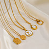 Stainless Steel Geometric Square Women's Necklace With 18K Goldplated Pendant