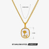 Stainless Steel Geometric Square Women's Necklace With 18K Goldplated Pendant