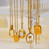 Stainless Steel Geometric Square Women's Necklace With 18K Goldplated Pendant