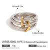 Stainless Steel Geometric Stacked Ring With Electroplating For Women
