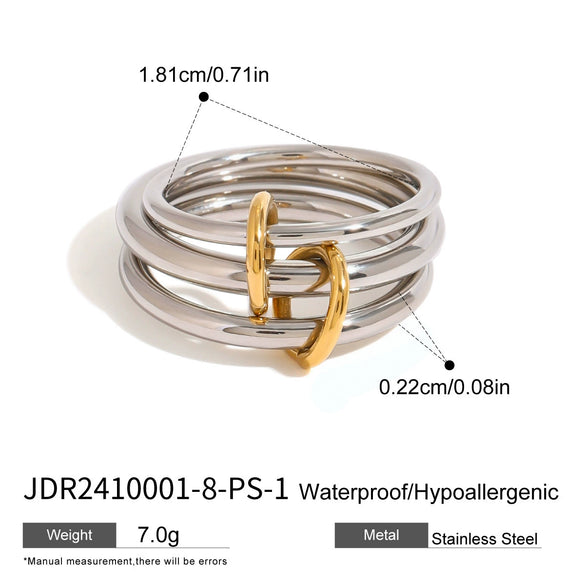 Stainless Steel Geometric Stacked Ring With Electroplating For Women