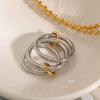 Stainless Steel Geometric Stacked Ring With Electroplating For Women