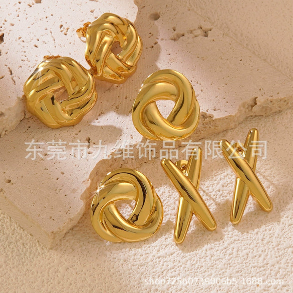 Stainless Steel Geometric Stamping Earrings For Women