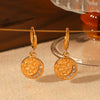 Stainless Steel Geometric Star And Moon Disc Embossed Diamond Pendant Earrings For Women With Electroplating