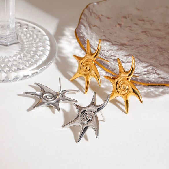 Stainless Steel Geometric Star Earrings Electroplated Women's Jewelry Light Luxury Highend