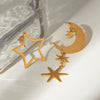 Stainless Steel Geometric Star Moon Earrings Electroplated Ins Style For Women