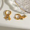 Stainless Steel Geometric Star Moon Earrings With Electroplating Retro Design For Women