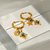 Stainless Steel Geometric Star Moon Earrings With Electroplating Retro Design For Women
