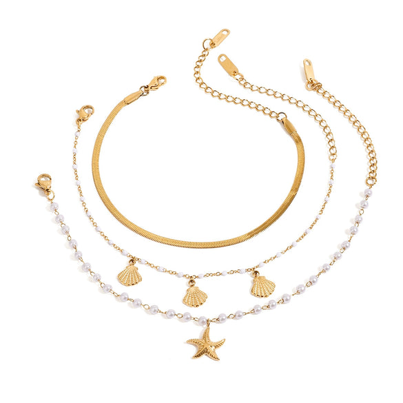 Stainless Steel Geometric Star Pattern Electroplated Women's Minimalist Bracelet