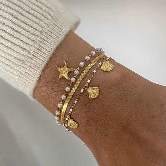 Stainless Steel Geometric Star Pattern Electroplated Women's Minimalist Bracelet