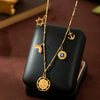 Stainless Steel Geometric Star Rainbow Pendant Necklace With Vacuum Plated 18K Gold Color