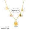 Stainless Steel Geometric Star Rainbow Pendant Necklace With Vacuum Plated 18K Gold Color
