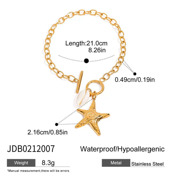 Stainless Steel Geometric Starfish Tooth Shell Pendant Bracelet Jewelry With Electroplating And Original Minimalist Design