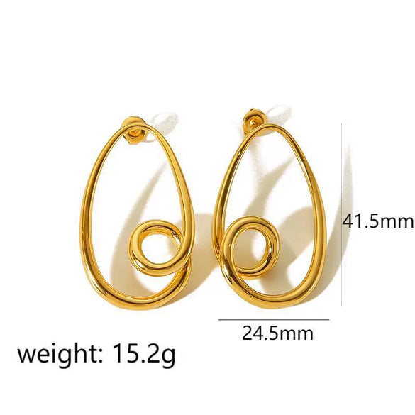 Stainless Steel Geometric Stud Earrings Electroplated