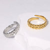 Stainless Steel Geometric Style Adjustable Ring For Women With 18K Gold Plated Electroplating