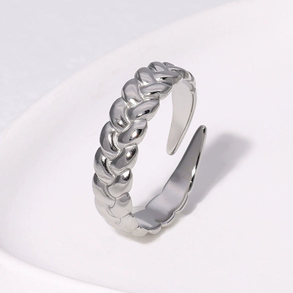 Stainless Steel Geometric Style Adjustable Ring For Women With 18K Gold Plated Electroplating