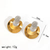 Stainless Steel Geometric Style Earrings Inlaid With Zircon For Women