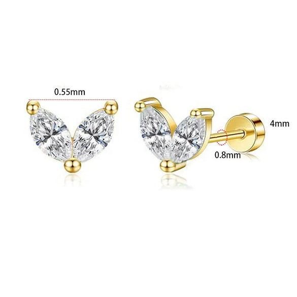 Stainless Steel Geometric Style Earrings Set With Diamonds