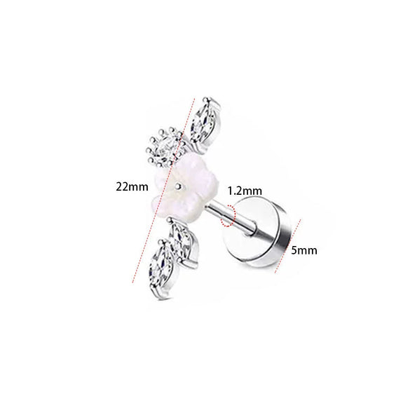 Stainless Steel Geometric Style Earrings Set With Diamonds