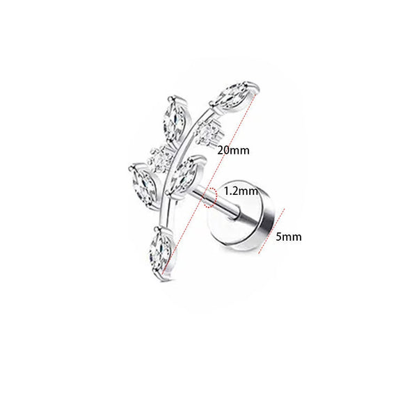 Stainless Steel Geometric Style Earrings Set With Diamonds