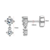 Stainless Steel Geometric Style Earrings Set With Diamonds