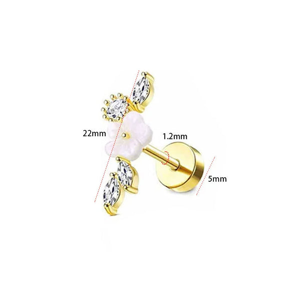 Stainless Steel Geometric Style Earrings Set With Diamonds