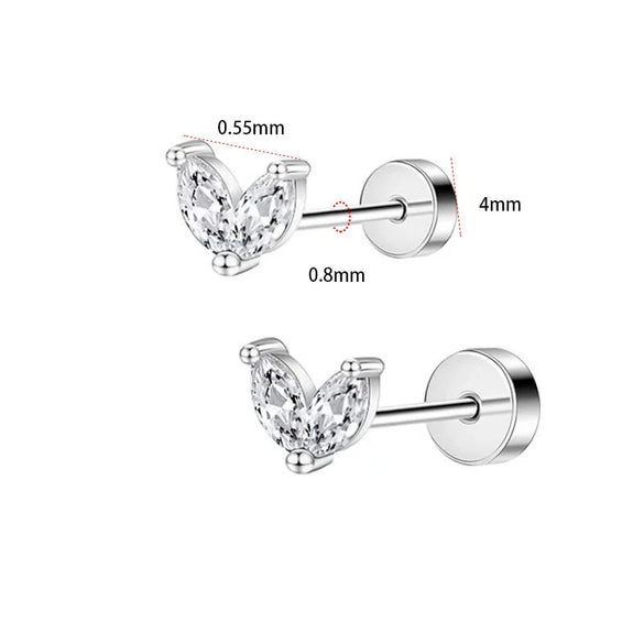 Stainless Steel Geometric Style Earrings Set With Diamonds