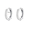 Stainless Steel Geometric Style Earrings Set With Diamonds