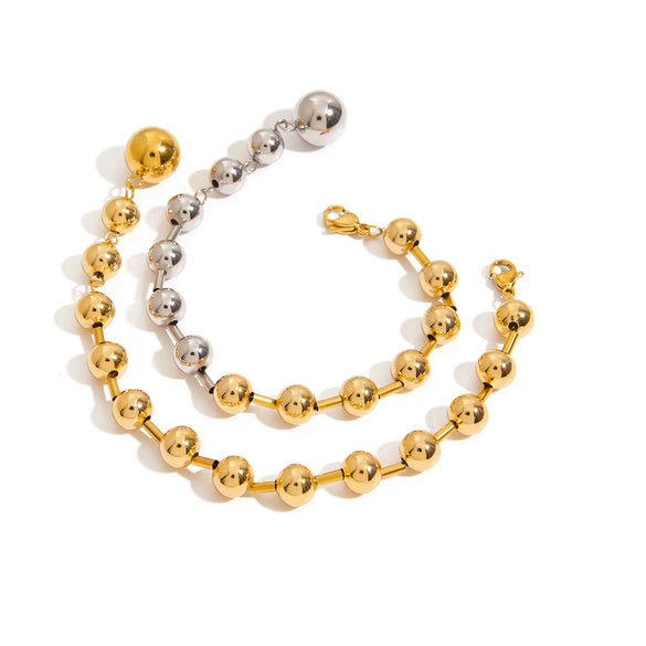 Stainless Steel Geometric Style Electroplated Bead Chain Bracelet For Women