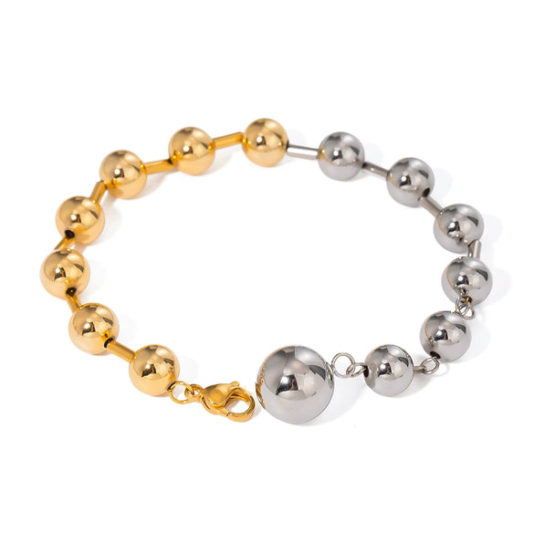 Stainless Steel Geometric Style Electroplated Bead Chain Bracelet For Women