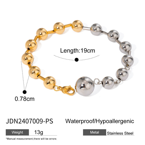 Stainless Steel Geometric Style Electroplated Bead Chain Bracelet For Women