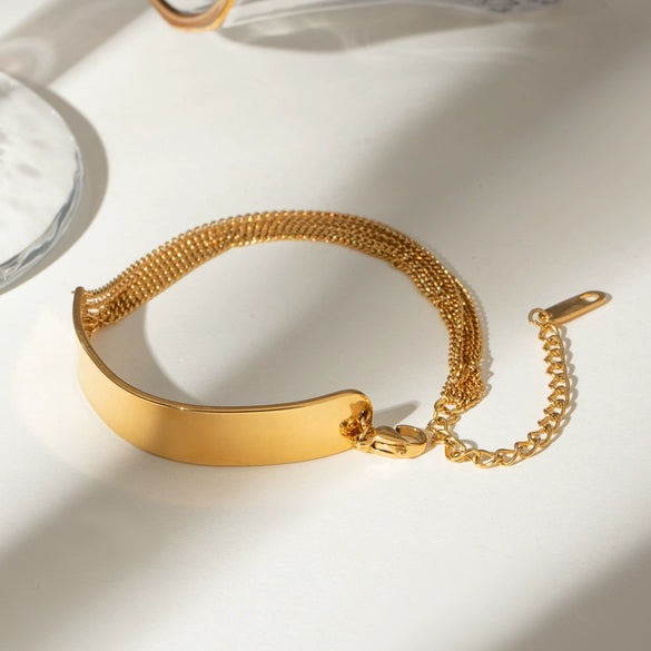 Stainless Steel Geometric Style Electroplated Bracelet For Women