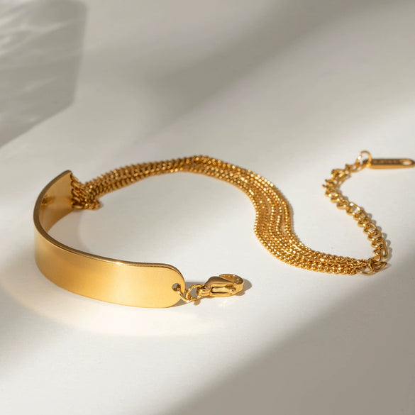 Stainless Steel Geometric Style Electroplated Bracelet For Women