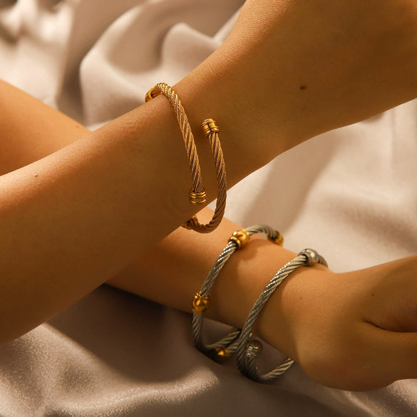 Stainless Steel Geometric Style Electroplated Bracelet